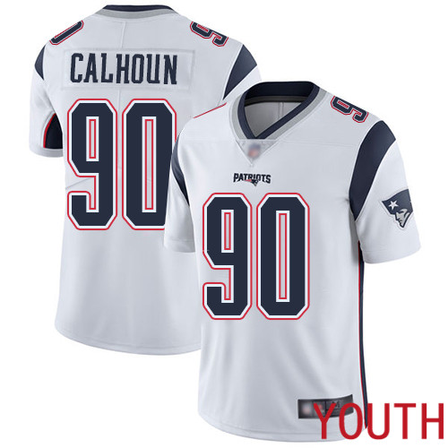 New England Patriots Football 90 Vapor Limited White Youth Shilique Calhoun Road NFL Jersey